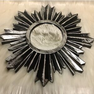 Stylish Sunburst Decorative Accent Silver Mirror